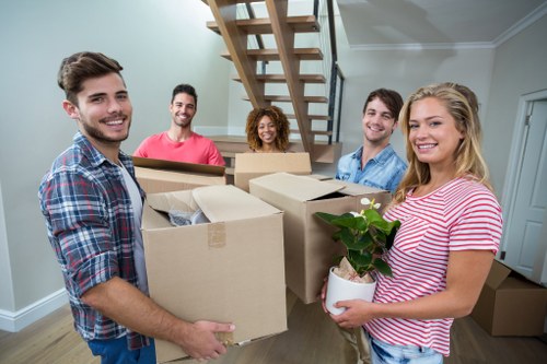 Moving van and packed household items in Ealing street