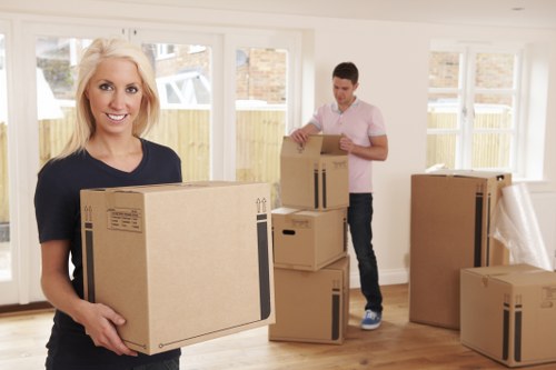 Boxes and household items prepared for a flat move in Ealing