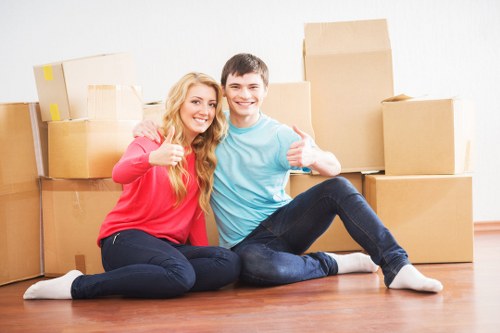Packed boxes and furniture ready for house removals